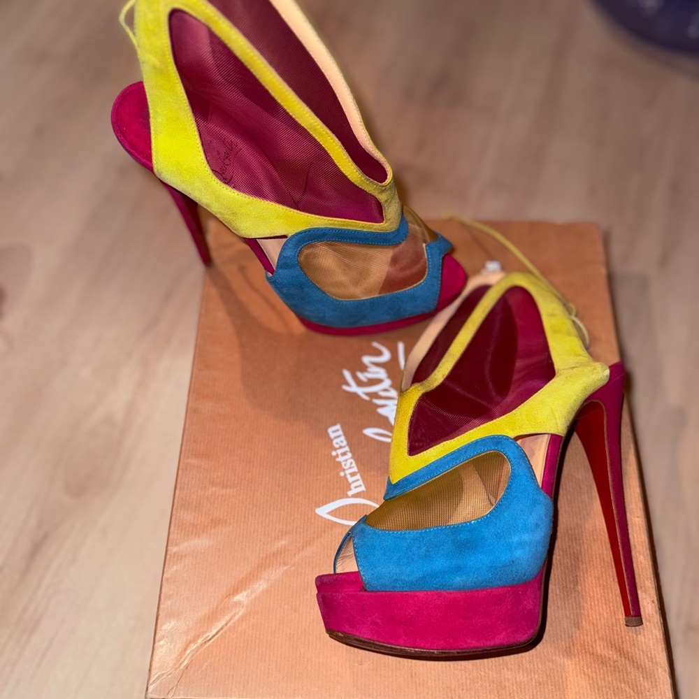 Christian Louboutin Multicolor Heels - Yellow, Blue, Pink